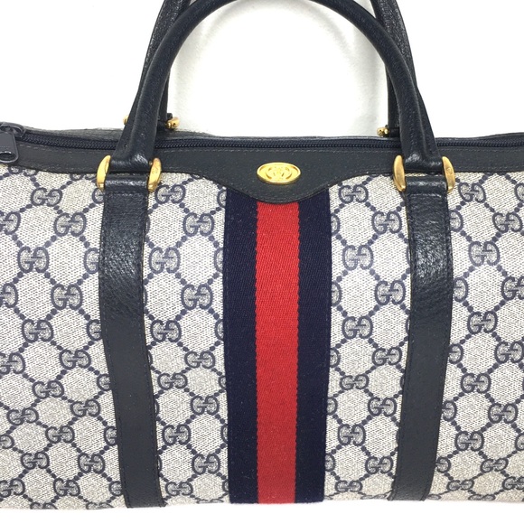 Authentic Gucci navy & grey Boston satchel bag - Picture 15 of 16